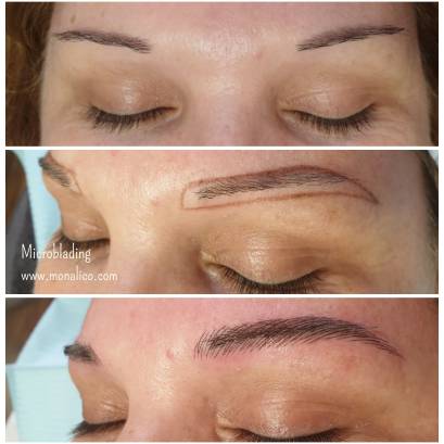 Microblading healing stages en Monalico